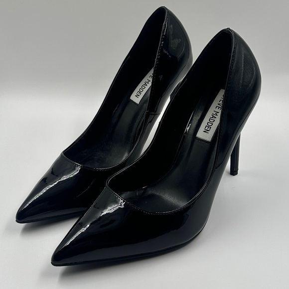 Steve Madden Vala Black Patent High Heels Classy Pump Work Stiletto Shoes Size 8 - Picture 2 of 8